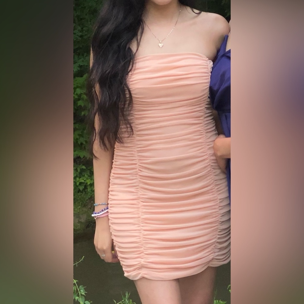 Ruched Peach Dress from Forever 21